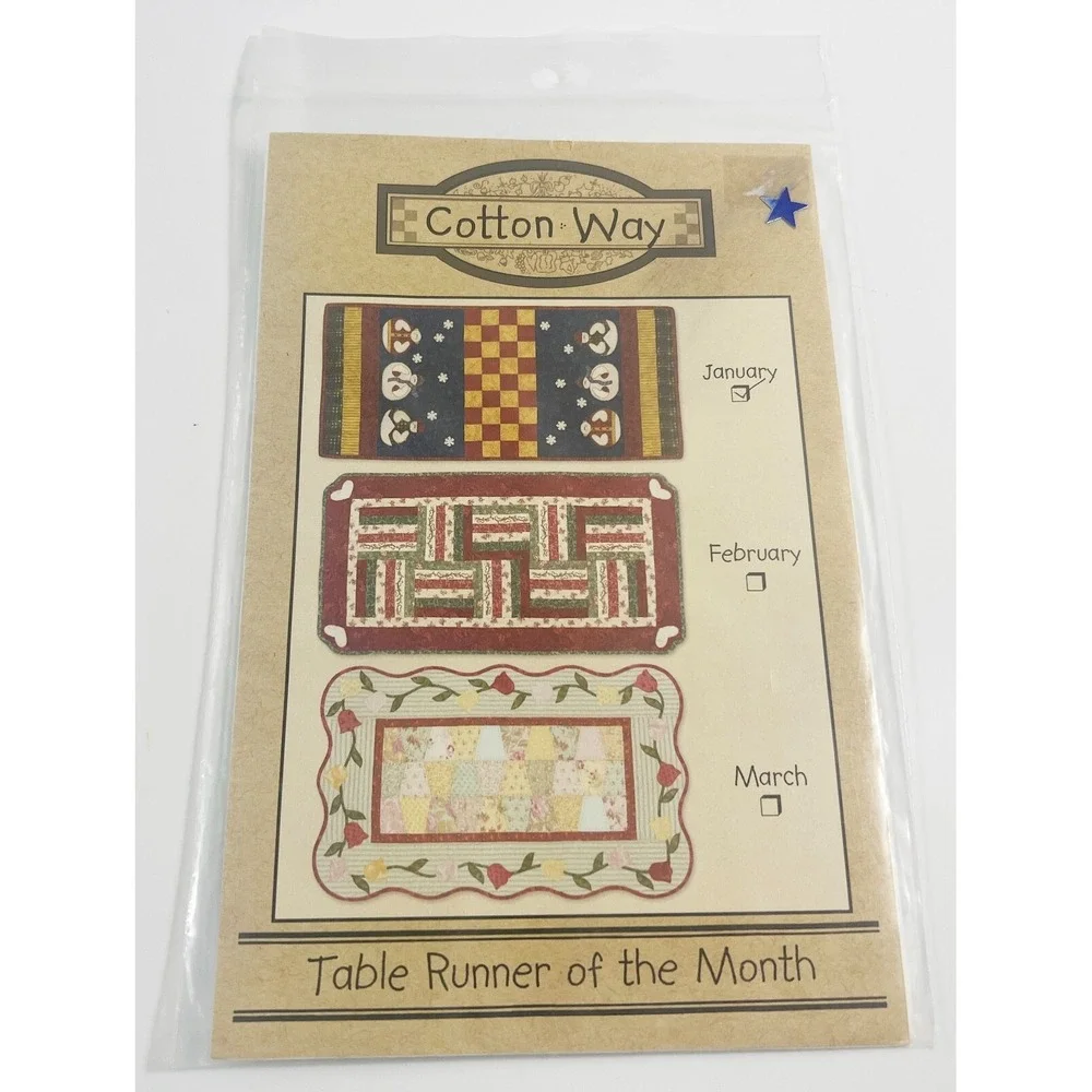 COTTON WAY Table Runner of the Month January Pattern #2001 18 x 38